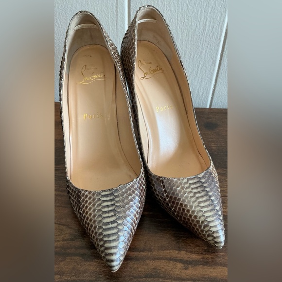 Rare Christian Louboutin Two Tone Python Leather Pointed Toe Pumps Heels US5.5 - Picture 1 of 5